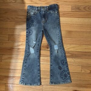 Levi's Distressed Floral Wideleg Blue Jeans - size 6